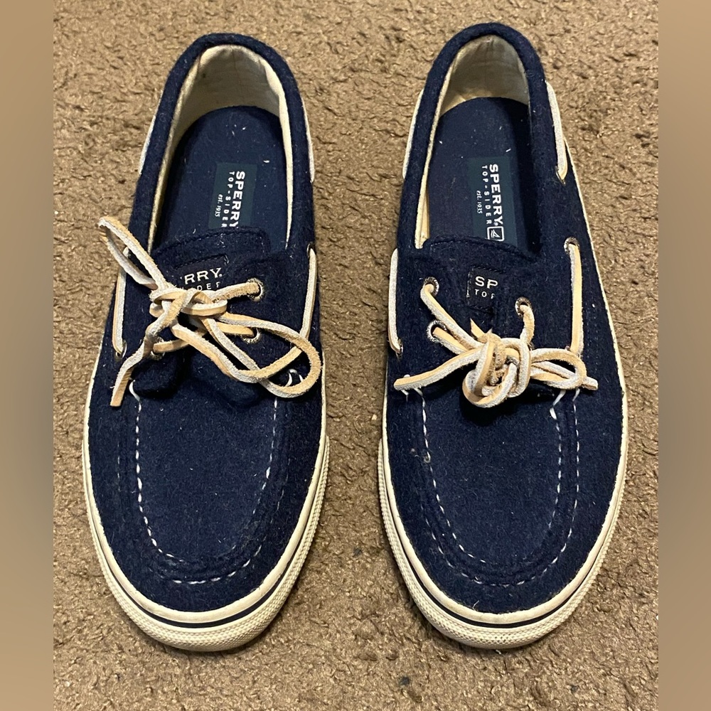Sperry Top-Sider Men 8 M US Bahama Boat Shoes Wool Navy Blue 10281873 EUC